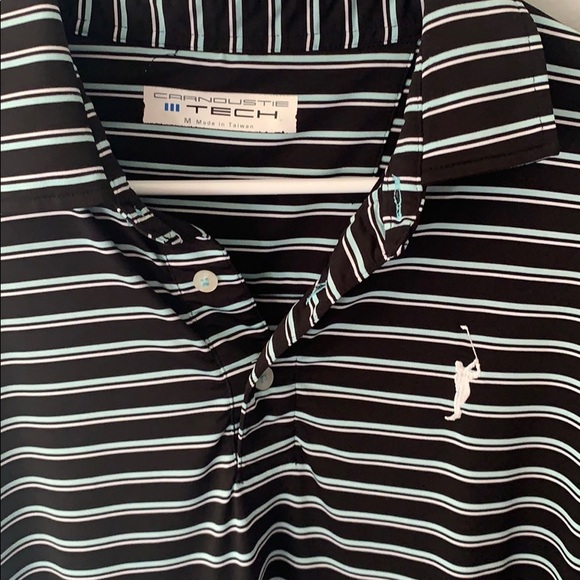 Carnoustie black polo blue/ white stripes M - Picture 2 of 3